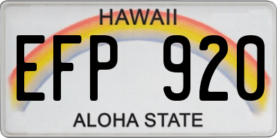 HI license plate EFP920