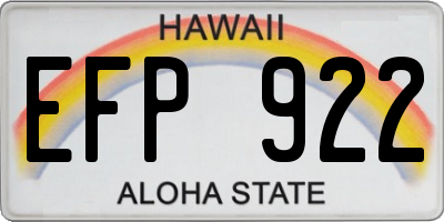 HI license plate EFP922