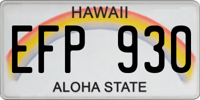 HI license plate EFP930