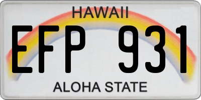 HI license plate EFP931