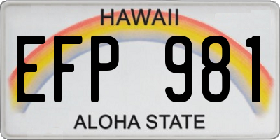 HI license plate EFP981