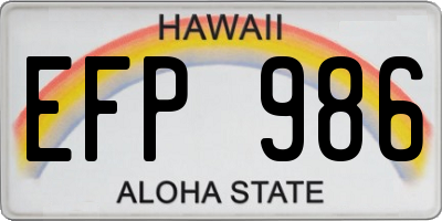 HI license plate EFP986