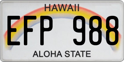 HI license plate EFP988