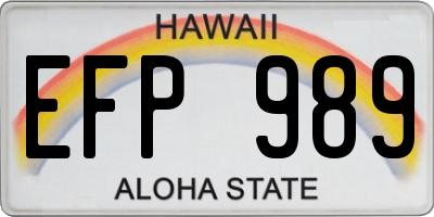 HI license plate EFP989
