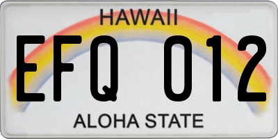 HI license plate EFQ012