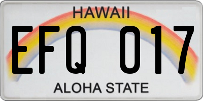 HI license plate EFQ017