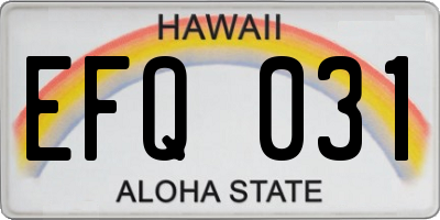 HI license plate EFQ031