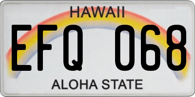 HI license plate EFQ068