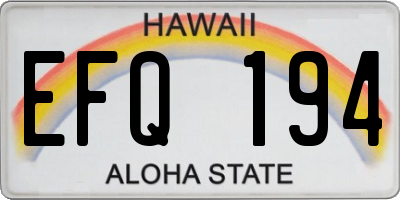 HI license plate EFQ194