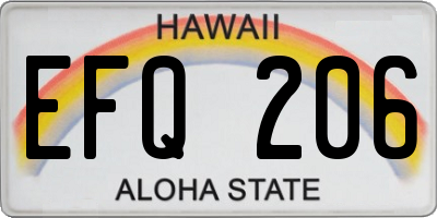 HI license plate EFQ206