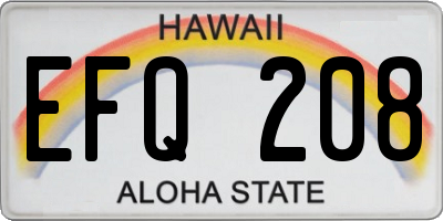 HI license plate EFQ208
