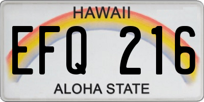 HI license plate EFQ216
