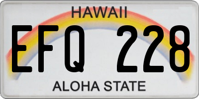 HI license plate EFQ228