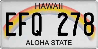 HI license plate EFQ278
