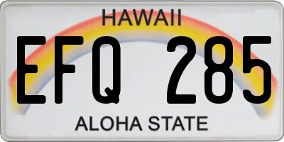 HI license plate EFQ285
