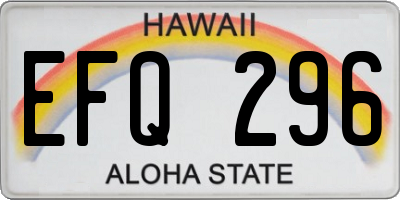 HI license plate EFQ296