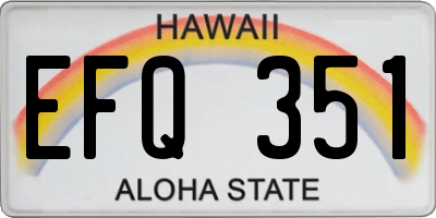 HI license plate EFQ351