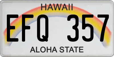 HI license plate EFQ357
