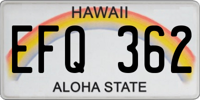 HI license plate EFQ362