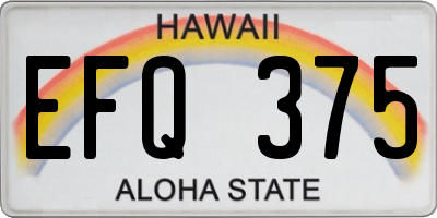 HI license plate EFQ375