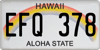 HI license plate EFQ378