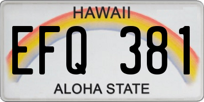 HI license plate EFQ381