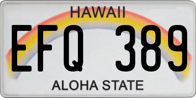 HI license plate EFQ389