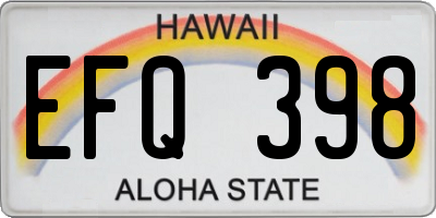 HI license plate EFQ398