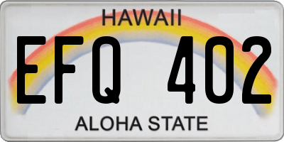 HI license plate EFQ402