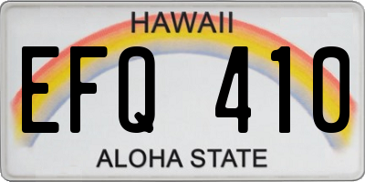 HI license plate EFQ410