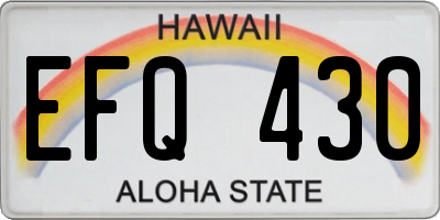 HI license plate EFQ430