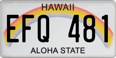 HI license plate EFQ481