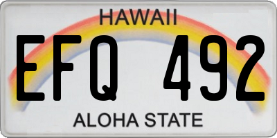 HI license plate EFQ492