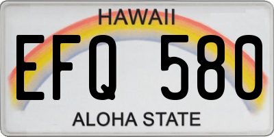 HI license plate EFQ580