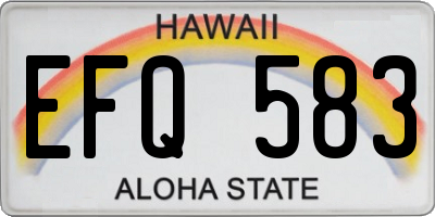 HI license plate EFQ583