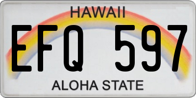 HI license plate EFQ597