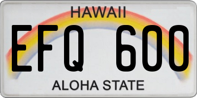 HI license plate EFQ600