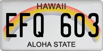 HI license plate EFQ603
