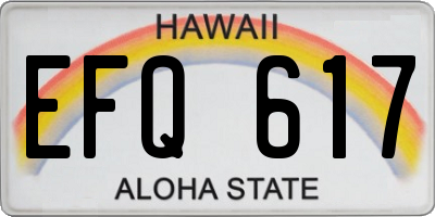 HI license plate EFQ617