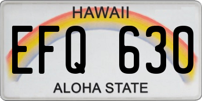 HI license plate EFQ630