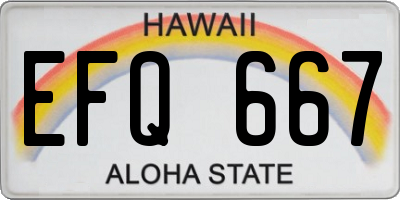 HI license plate EFQ667