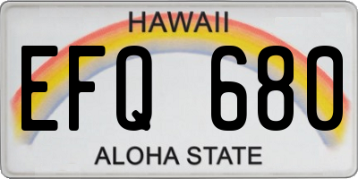 HI license plate EFQ680