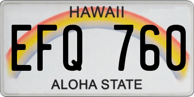 HI license plate EFQ760