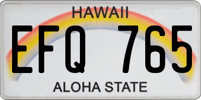 HI license plate EFQ765