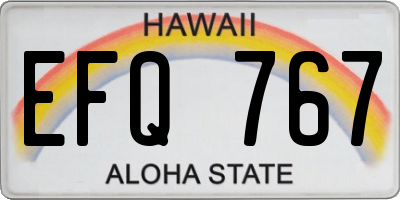 HI license plate EFQ767
