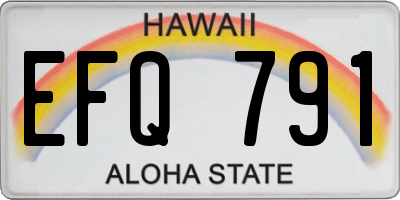 HI license plate EFQ791