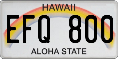HI license plate EFQ800