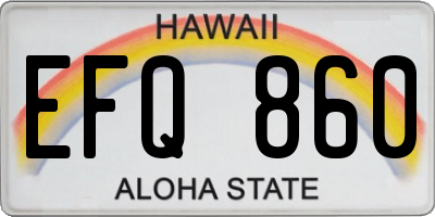 HI license plate EFQ860