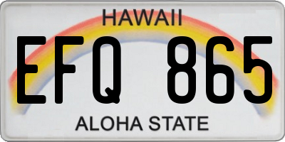 HI license plate EFQ865