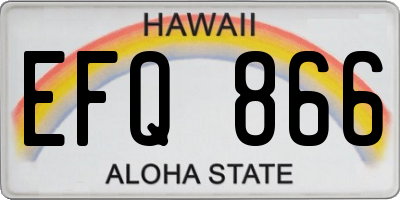 HI license plate EFQ866